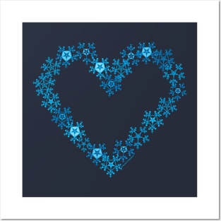 Blue Snowflake Heart Posters and Art